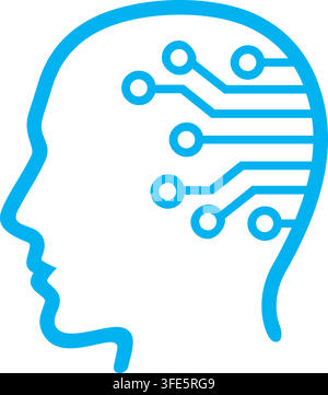 Artificial Intelligence Human Head with Circuit Board Pattern Stock Vector