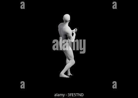 A sleekly rendered mannequin figure stands gracefully in a contrapposto pose, arms clasped behind its back, exuding serenity and elegance within a min Stock Photo