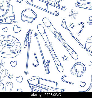Winter sports seamless pattern Stock Vector