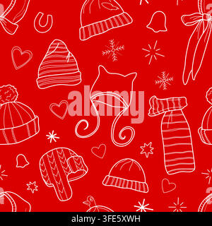 Winter accessories seamless pattern Stock Vector