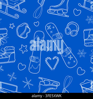 Winter sports seamless pattern Stock Vector