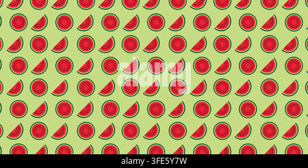 Seamless Summer Watermelon Slices and Cross-Sections Vector Pattern Design Seamless Summer Watermelon Slices and Cross-Sections Vector Pattern Design Stock Vector