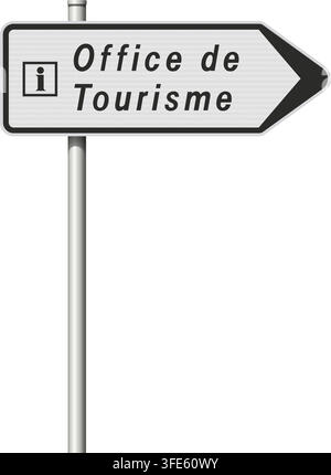 Vector illustration of the Tourist information center French directional road sign on metallic pole Stock Vector