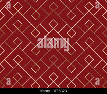 The geometric pattern with lines. Seamless vector background. Golden and red texture. Graphic modern pattern. Simple lattice graphic design Stock Vector