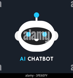 Artificial Intelligence Chatbot Isolated Logo Concept for Virtual Assistant. Robot Mascot Avatar Customer Service Support Icon Vector Illustration Stock Vector