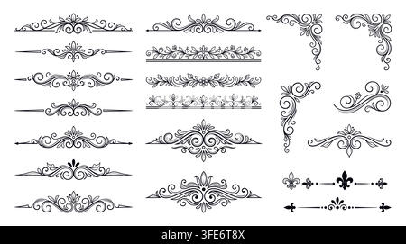 Vintage decorative dividers and ornamental line borders Stock Vector