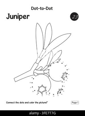 Preschool Learning Activity Puzzle Worksheet Featuring Juniper Connect Dots Stock Vector