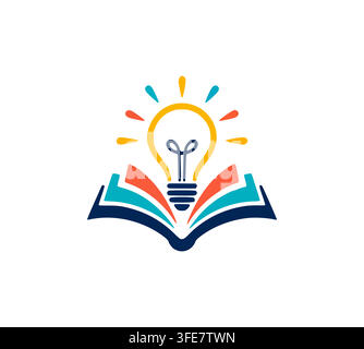 Innovative Book Light Bulb Logo For Smart Education Brand Stock Vector