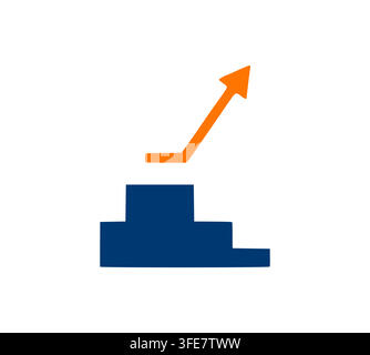 Business Growth Arrow Staircase Logo For Success And Progress Stock Vector