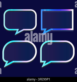 A modern vector collection of blank quote speech bubbles and testimonial frames featuring vibrant cyan and blue gradients with white quotation marks. Stock Vector