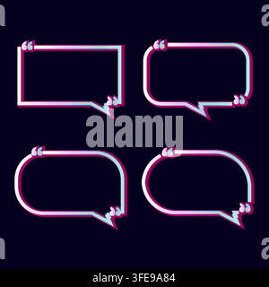 A modern vector collection of blank quote speech bubbles and testimonial frames featuring vibrant cyan and blue gradients with white quotation marks. Stock Vector