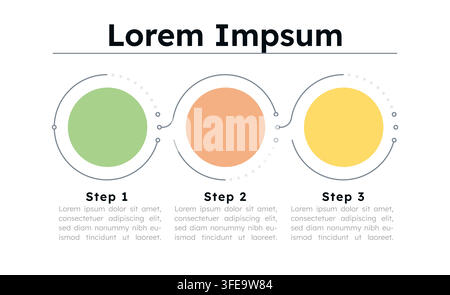 Three colored circular node empty infographic template Stock Vector