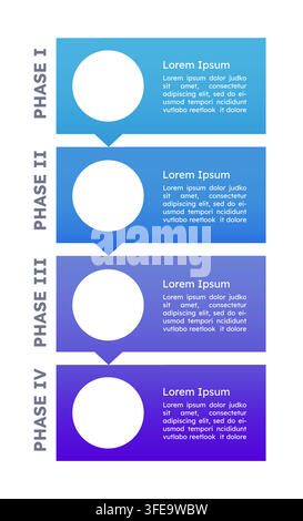 Vertical four phase process empty infographic template Stock Vector