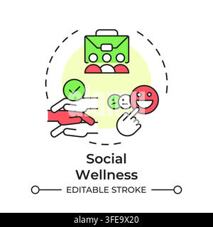 Social wellness flat linear concept icon Stock Vector