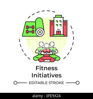 Fitness initiatives flat linear concept icon Stock Vector