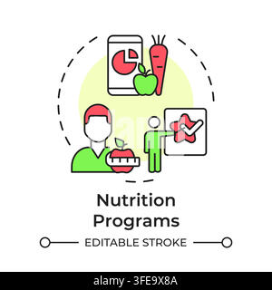 Nutrition programs flat linear concept icon Stock Vector