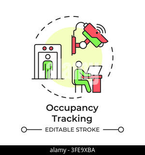 Occupancy tracking flat linear concept icon Stock Vector