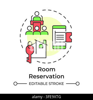 Room reservation flat linear concept icon Stock Vector
