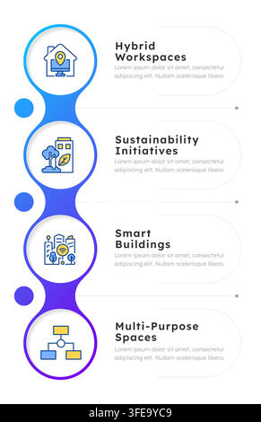 Trends in space management infographic 4 steps Stock Vector