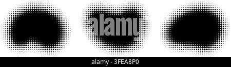 Organic blob shapes with halftone textures create abstract fluid forms. Unique irregular bubbles and soft liquid elements. Stock Vector