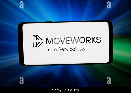 Stuttgart, Germany - 08-28-2026: In this photo illustration, the logo of US AI company Moveworks Inc. is displayed on a smartphone Stock Photo