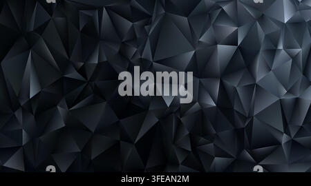 Dark faceted low poly background. Black geometric polygons. Stock Vector