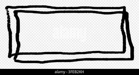 Hand drawn crayon rectangle frame with doodle line border pairs rough chalk texture and bold crayon marker stroke for banners. Underline strokes suit Stock Vector