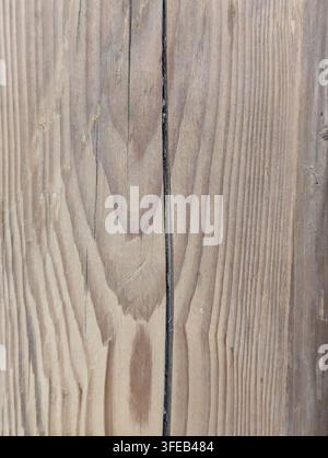 Pirovac, Kroatien August 16, 2026 Close view of weathered wooden planks showing natural grain patterns, worn edges, narrow gaps, and aged rustic textu Stock Photo