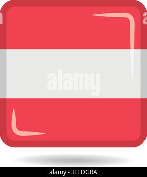 Square shape icon of the national flag of Austria Vector illustration Stock Vector