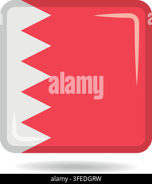 Square shape icon of the national flag of Bahrain Vector illustration Stock Vector