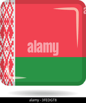 Square shape icon of the national flag of Belarus Vector illustration Stock Vector