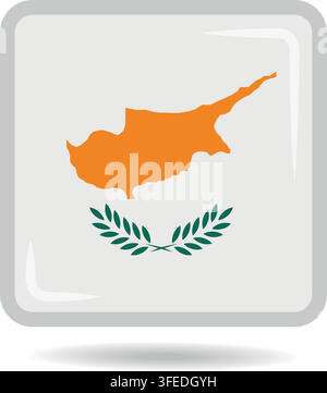 Square shape icon of the national flag of Cyprus Vector illustration Stock Vector