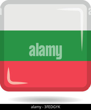 Square shape icon of the national flag of Bulgaria Vector illustration Stock Vector