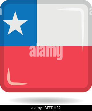 Square shape icon of the national flag of Chile Vector illustration Stock Vector