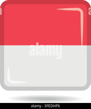 Square shape icon of the national flag of Indonesia Vector illustration Stock Vector