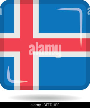 Square shape icon of the national flag of Iceland Vector illustration Stock Vector