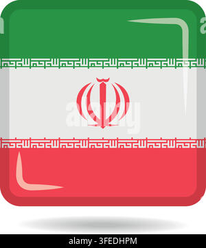 Square shape icon of the national flag of Iran Vector illustration Stock Vector