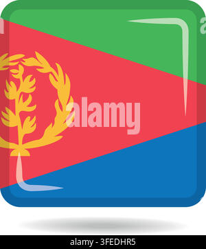 Square shape icon of the national flag of Eritrea Vector illustration Stock Vector