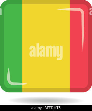 Square shape icon of the national flag of Mali Vector illustration Stock Vector