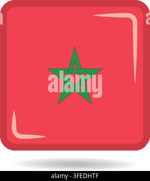 Square shape icon of the national flag of Morocco Vector illustration Stock Vector