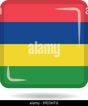 Square shape icon of the national flag of Mauritius Vector illustration Stock Vector