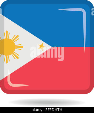 Square shape icon of the national flag of Philippines Vector illustration Stock Vector