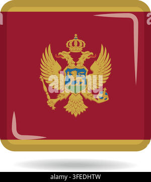 Square shape icon of the national flag of Montenegro Vector illustration Stock Vector