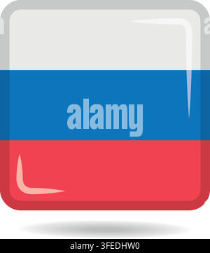 Square shape icon of the national flag of Russia Vector illustration Stock Vector