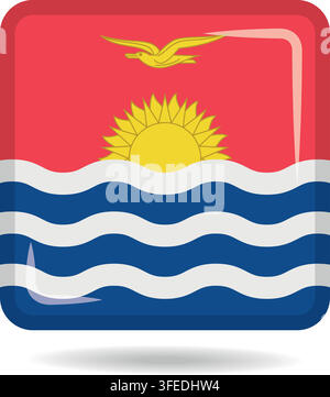 Square shape icon of the national flag of Kiribati Vector illustration Stock Vector