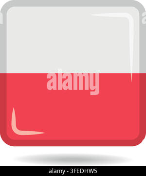 Square shape icon of the national flag of Poland Vector illustration Stock Vector