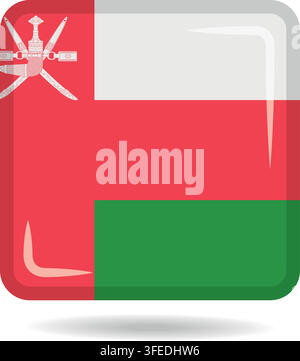Square shape icon of the national flag of Oman Vector illustration Stock Vector