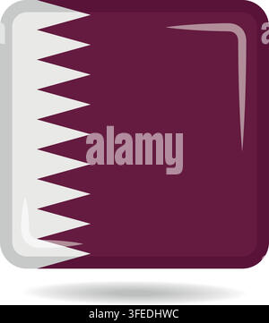 Square shape icon of the national flag of Qatar Vector illustration Stock Vector