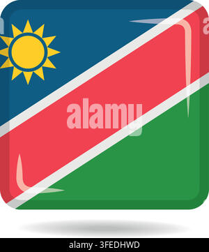 Square shape icon of the national flag of Namibia Vector illustration Stock Vector