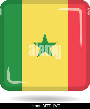 Square shape icon of the national flag of Senegal Vector illustration Stock Vector